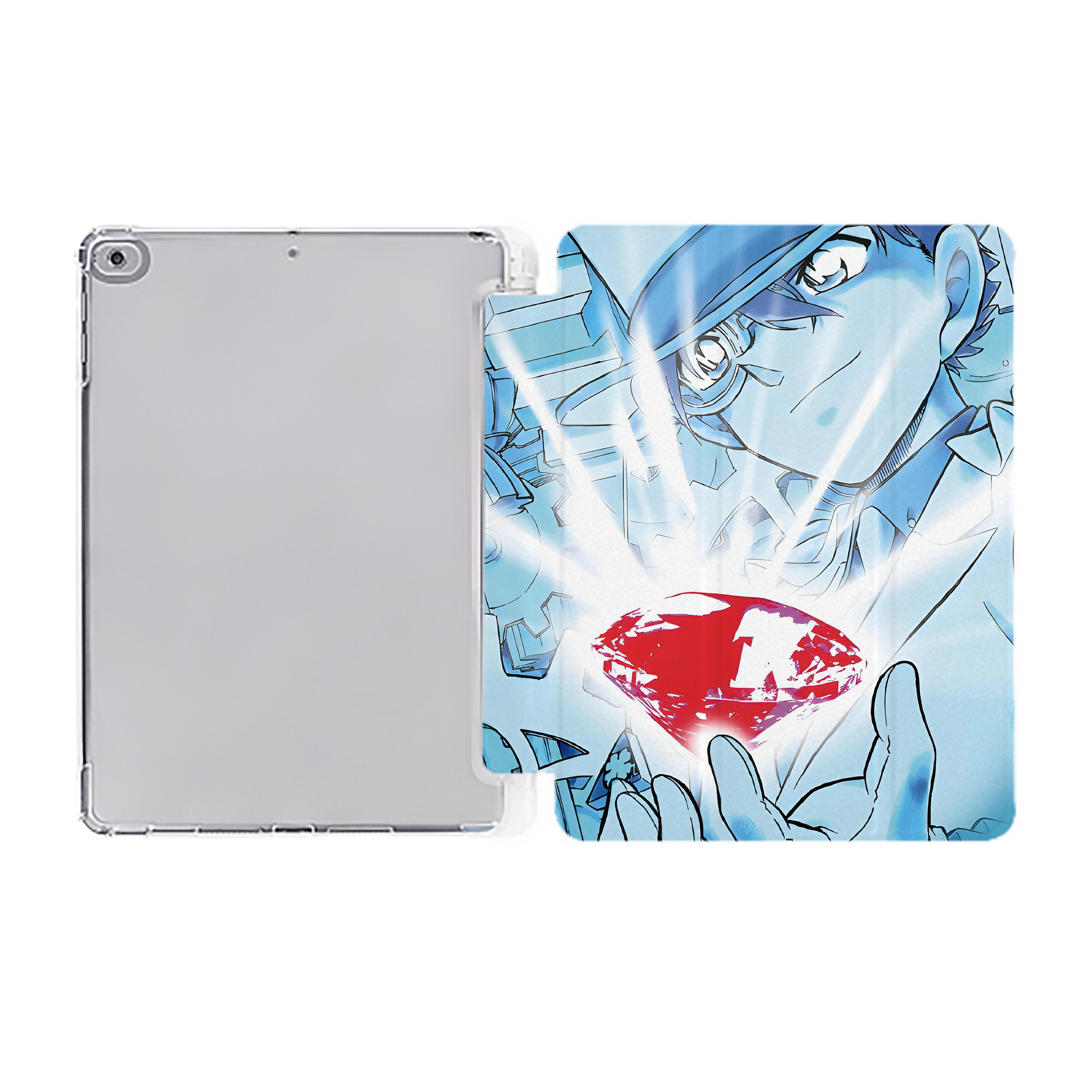 （画像用） 名探偵コナン Detective Conan IPad ケース ペン収納付き 三つ折りスタンド PUレザー×シリコン 対応機種9.5/10.5/10.9インチ